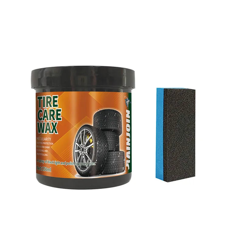 500G Tire Care Wax with Tire Wax Special Sponge Car Tyre Shine Brightener Long Lasting Protection Auto Tire Shiny Cream Polisher