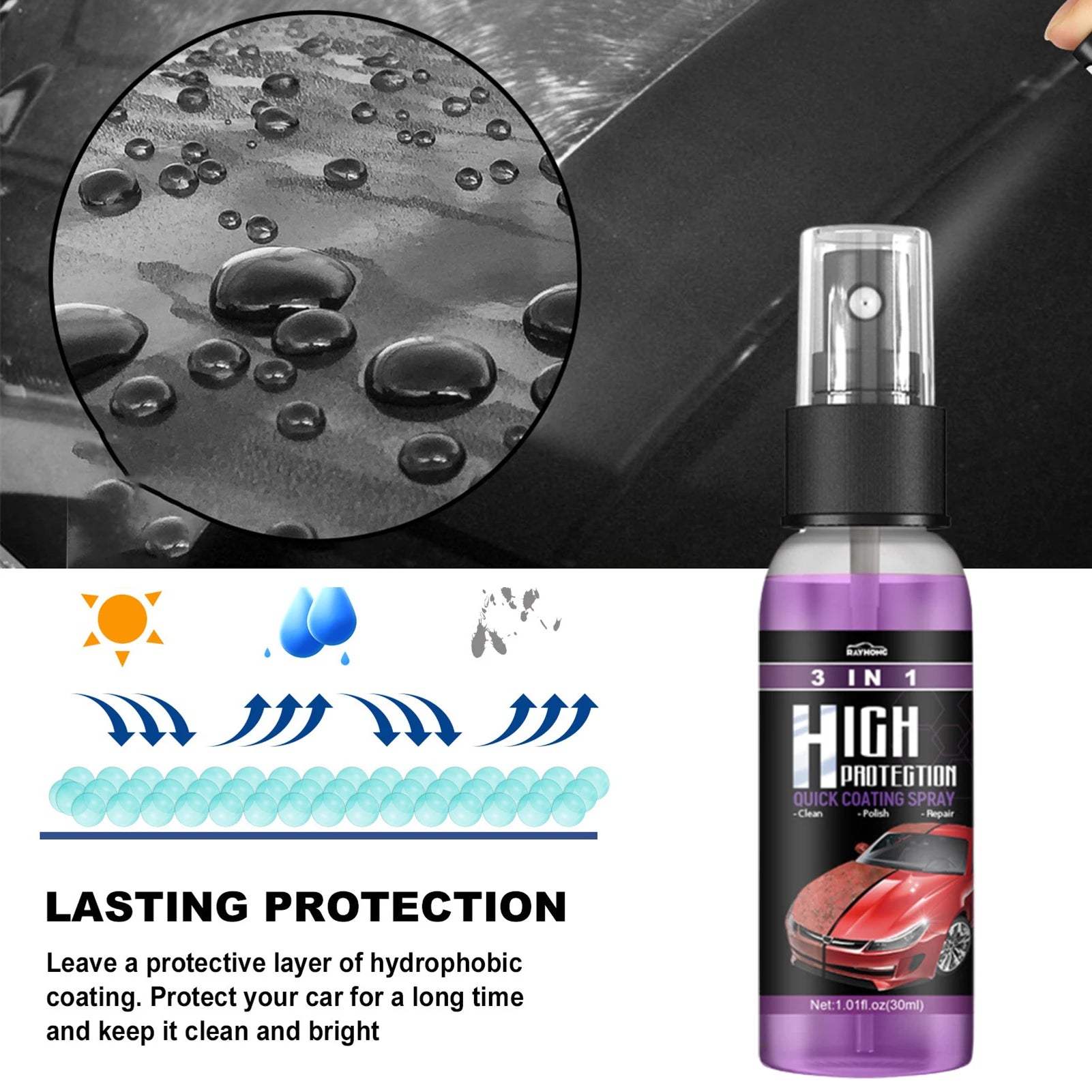 3 in 1 Car Ceramic Coating Spray Paint 30Ml/100Ml Auto Nano Ceramic Coating Polishing Spraying Wax Paint Scratch Repair Remover