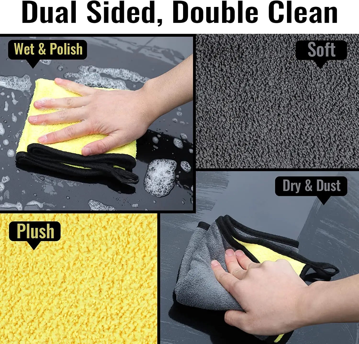 Large Size Thick Microfiber Cleaning Towel Car Detail Cloth Car Drying Towel Polishing Waxing Dry Car Absorbent Towel