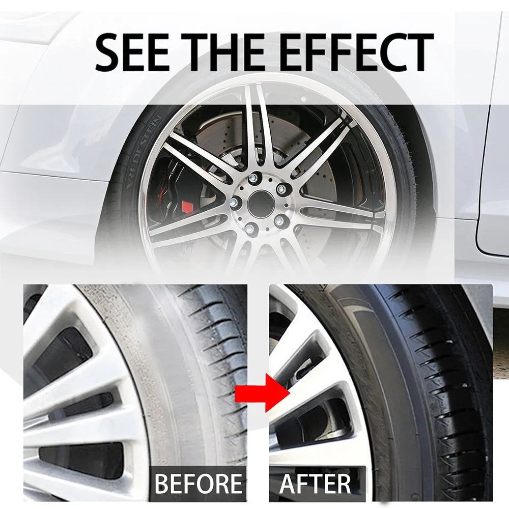500G Tire Care Wax with Tire Wax Special Sponge Car Tyre Shine Brightener Long Lasting Protection Auto Tire Shiny Cream Polisher