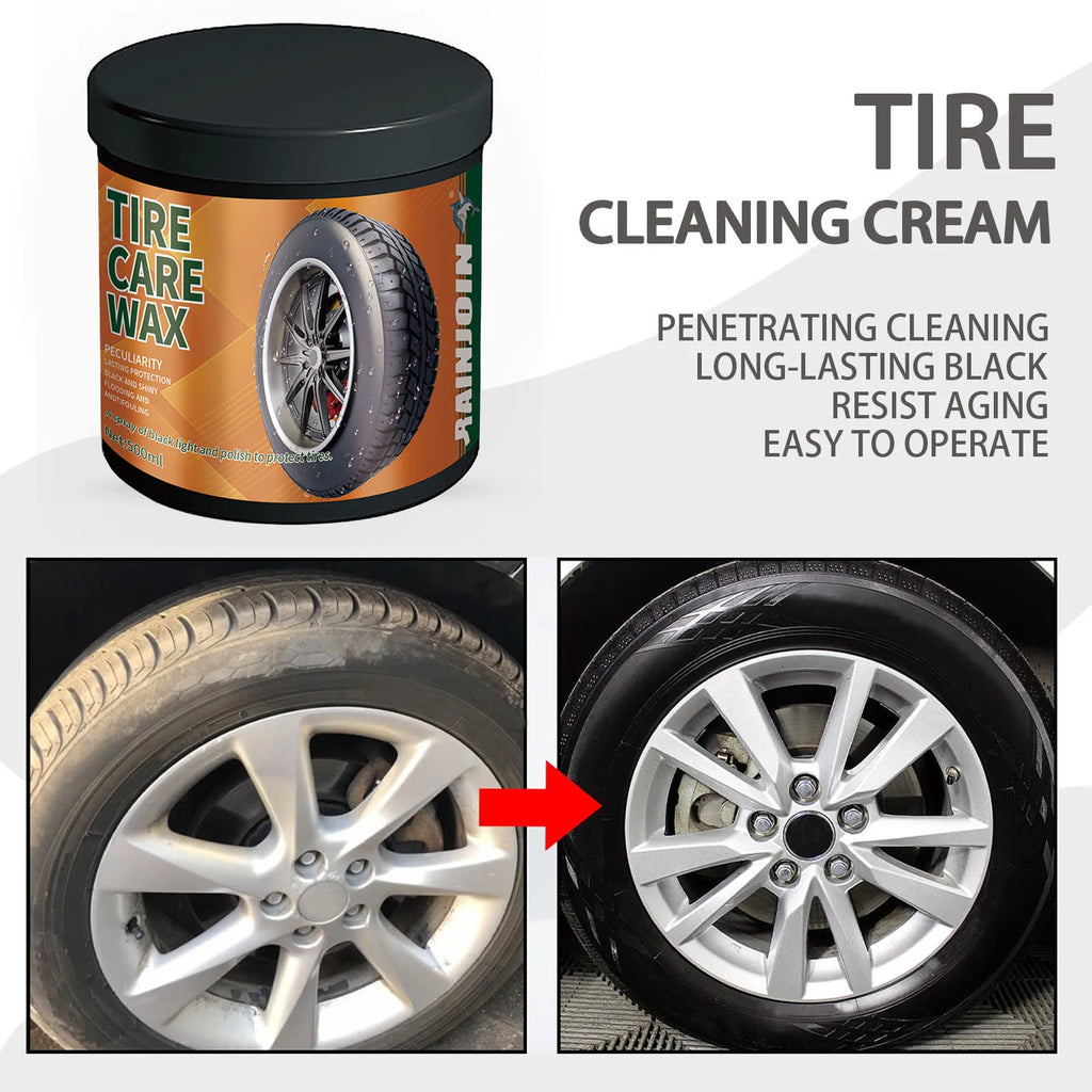 500G Tire Care Wax with Tire Wax Special Sponge Car Tyre Shine Brightener Long Lasting Protection Auto Tire Shiny Cream Polisher