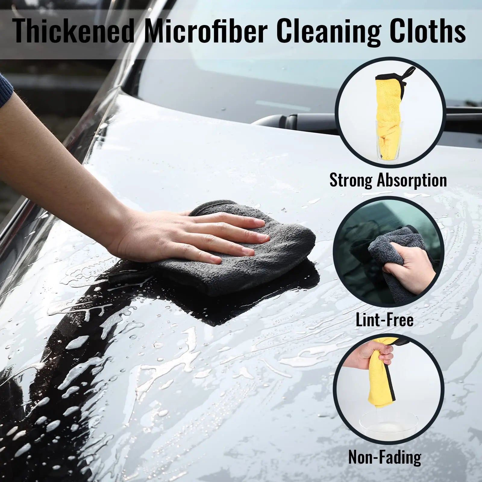 Large Size Thick Microfiber Cleaning Towel Car Detail Cloth Car Drying Towel Polishing Waxing Dry Car Absorbent Towel