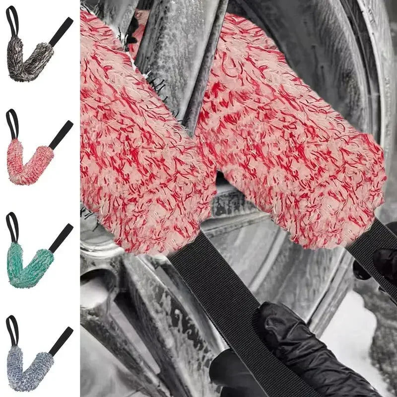 Car Wheel Wash Towel Automotive Tires Wiping Towel Wheel Hub Cleaning Rag Long Strap Tires Detailing Towel for Cars Maintenance