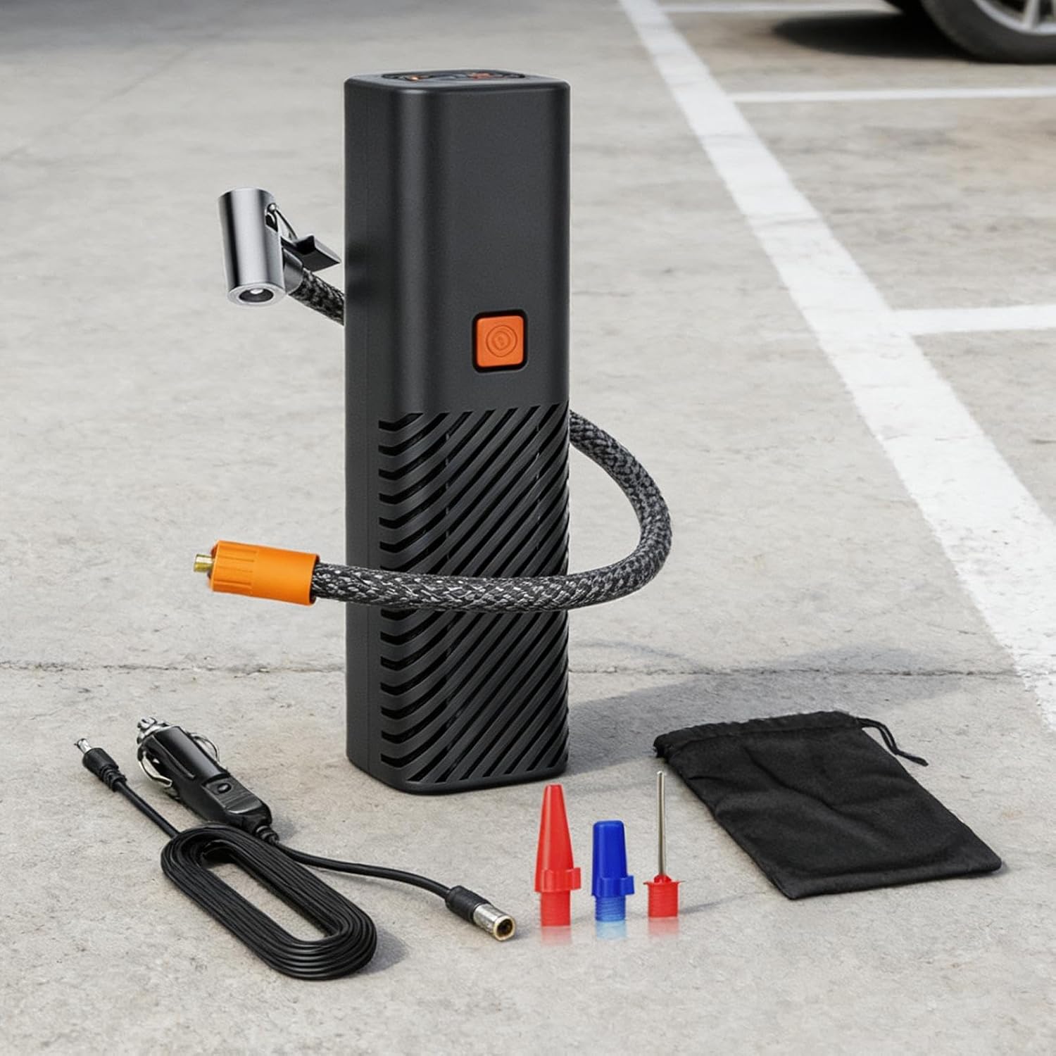 Car Tire Pump - Portable Car Wheel Compressor, High Power Air Pump with Digital Pressure Gauge for Driving Bike Vehicle Truck Motorcycle SUV RV Travel Outdoor Tire Inflation Tool