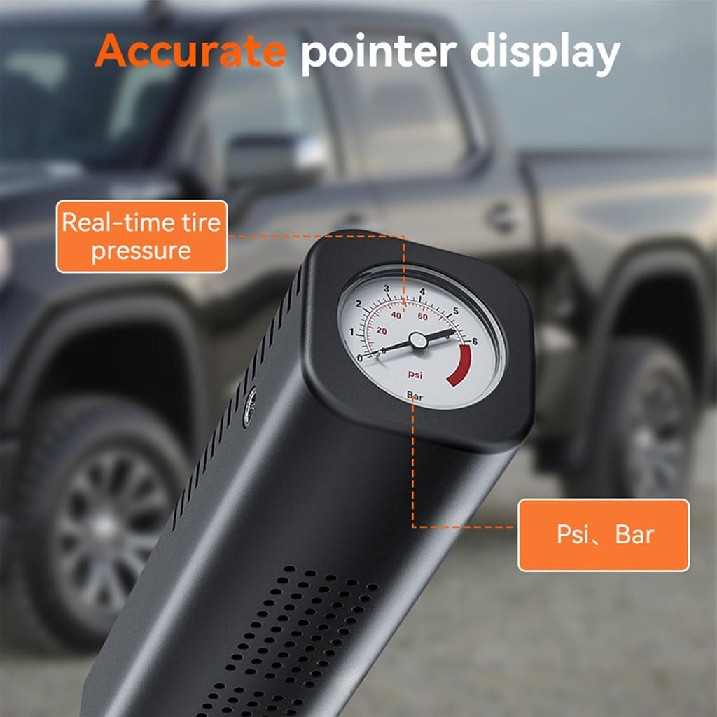 Car Tire Pump - Portable Car Wheel Compressor, High Power Air Pump with Digital Pressure Gauge for Driving Bike Vehicle Truck Motorcycle SUV RV Travel Outdoor Tire Inflation Tool