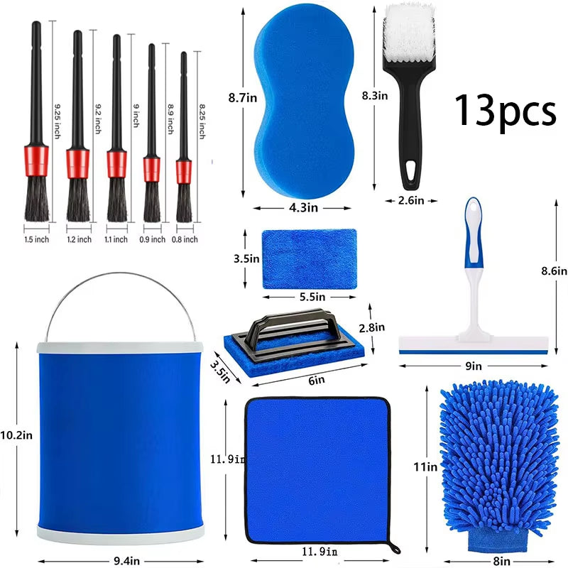Car Brush 5/13-Piece Car Wash Detail Brush Car Beauty Cleaning Brush Small Brush Car Slit Brush Multi-Purpose Car Wash Tool