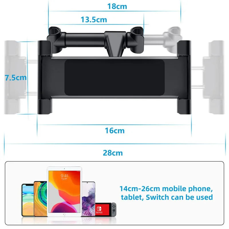 Support Tablette & Smartphone pour Appuie-Tête – Bras Télescopique 360°