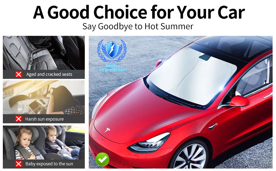 Pare-soleil Pare-Brise pour Tesla Model 3 & Model Y – Protection UV