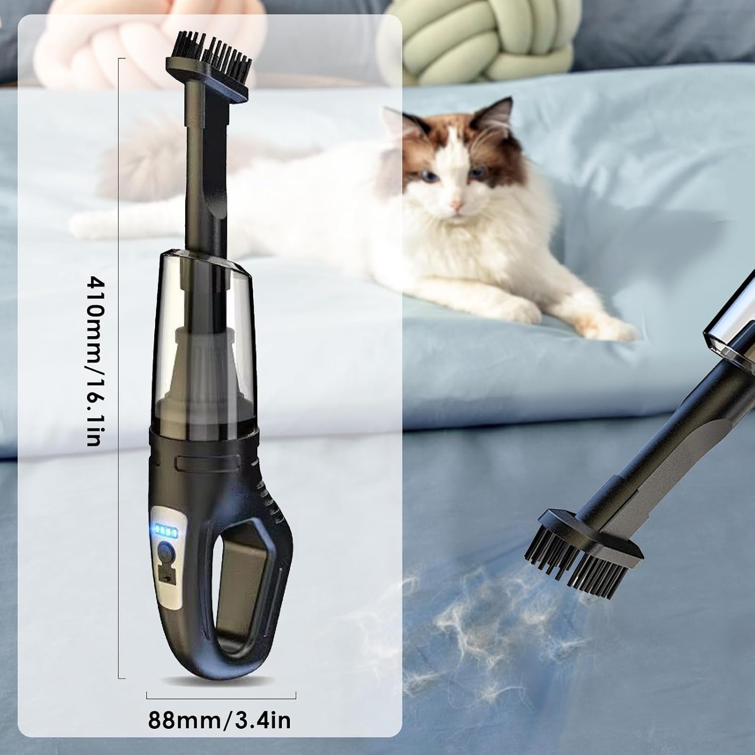 Handheld Vacuum Cleaner Cordless, Car Aspirateur, 2 in 1 Portable Vacuum Cleaner Powerful Mini Car Seat Cleaner Rechargeable Super Suction for Kitchen, Pet Hair, Office,Noir