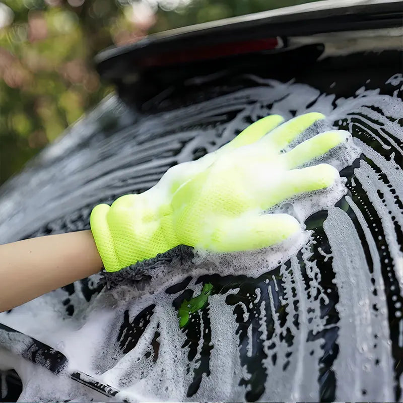 Chenille Car Wash Gloves Microfiber Wipe Car Sponge Scratch Free Car Wash Cleaning Coral Velvet Double-Sided Car Cleaning Tool